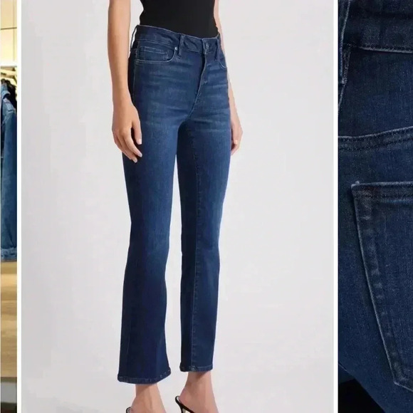 FRAME Le Crop Bell Flare Jeans Rockview Blue Dark Wash NWT - Picture 1 of 10